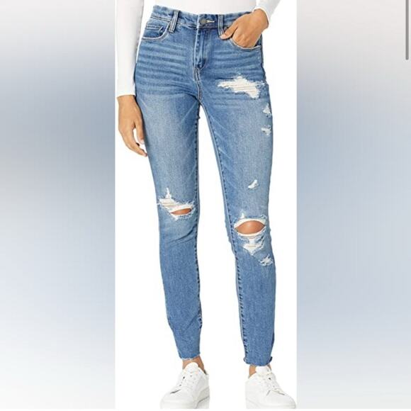 Blank NYC The Great Jones High Rise Skinny Jeans Medium Wash Distressing Size 27 - Picture 1 of 9